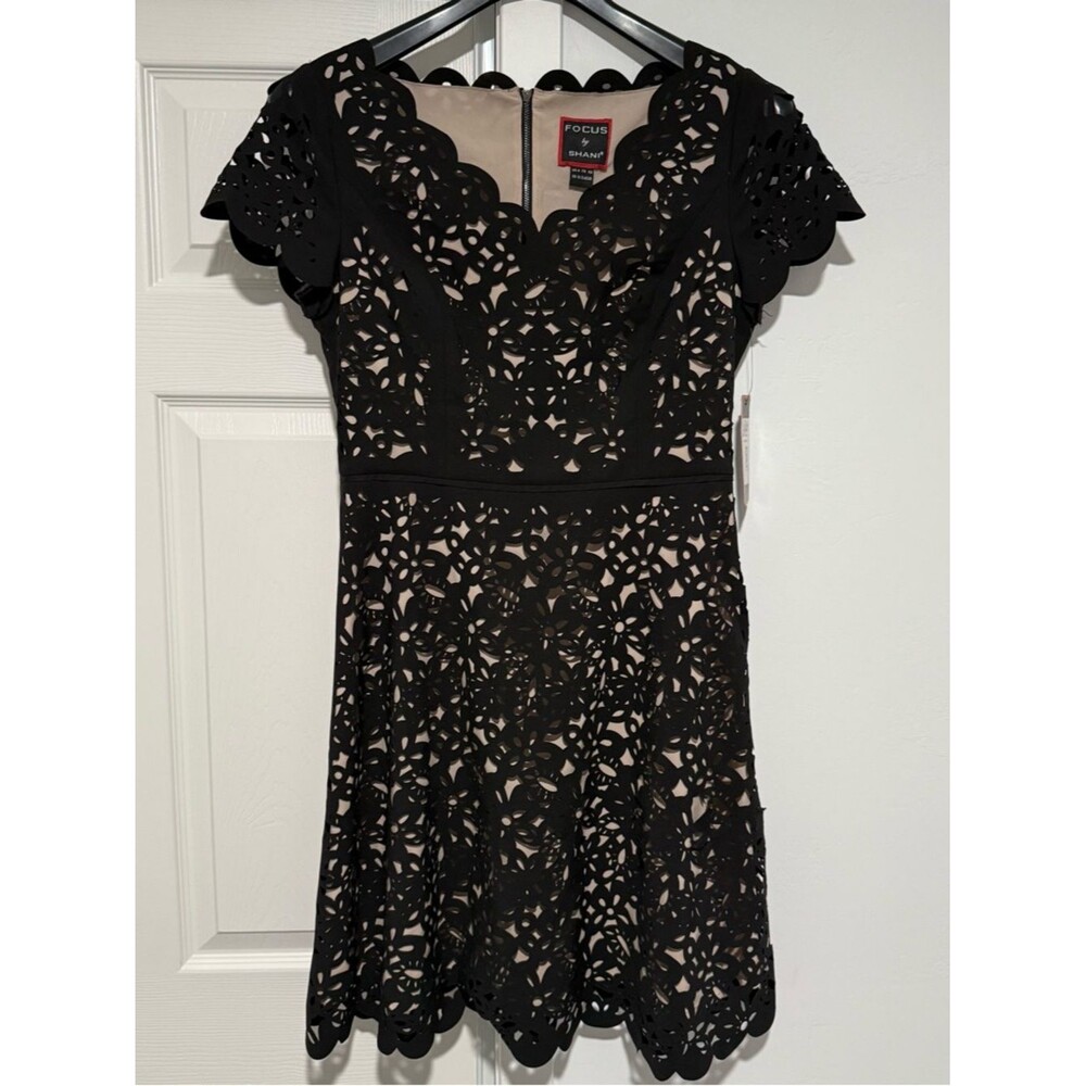Focus by Dillard's Black Cutout Lace A-Line Dress
